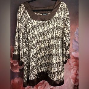 Satin Geometric Pattern Print Blouse by Goddess Size 3X